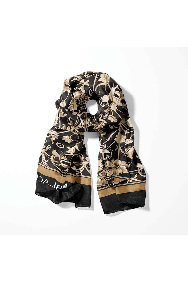 Black Wolf - MANDALA ART MEN SCARF - BLACK - SILK - 1 Piece