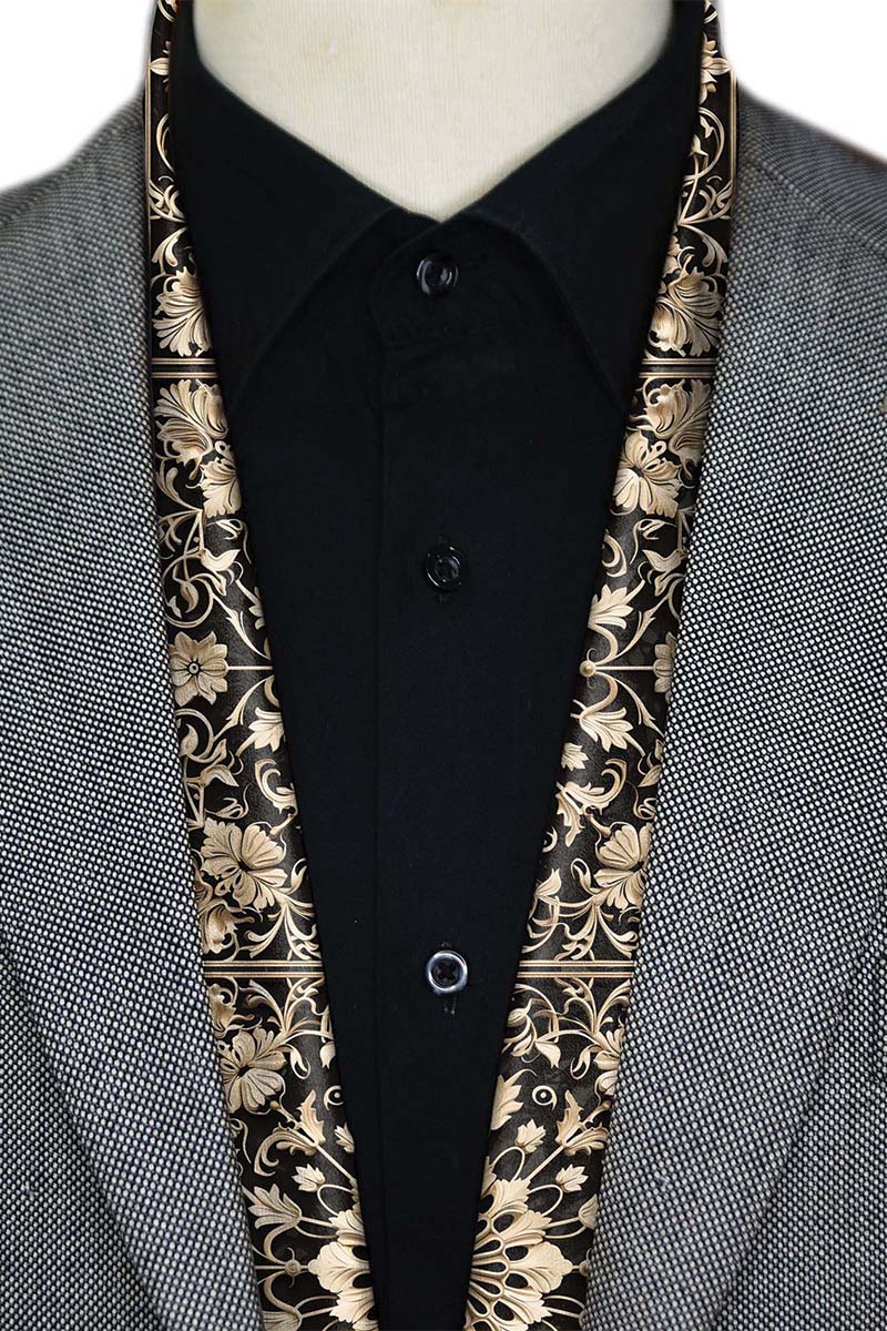 Black Wolf - MANDALA ART MEN SCARF - BLACK - SILK - 1 Piece