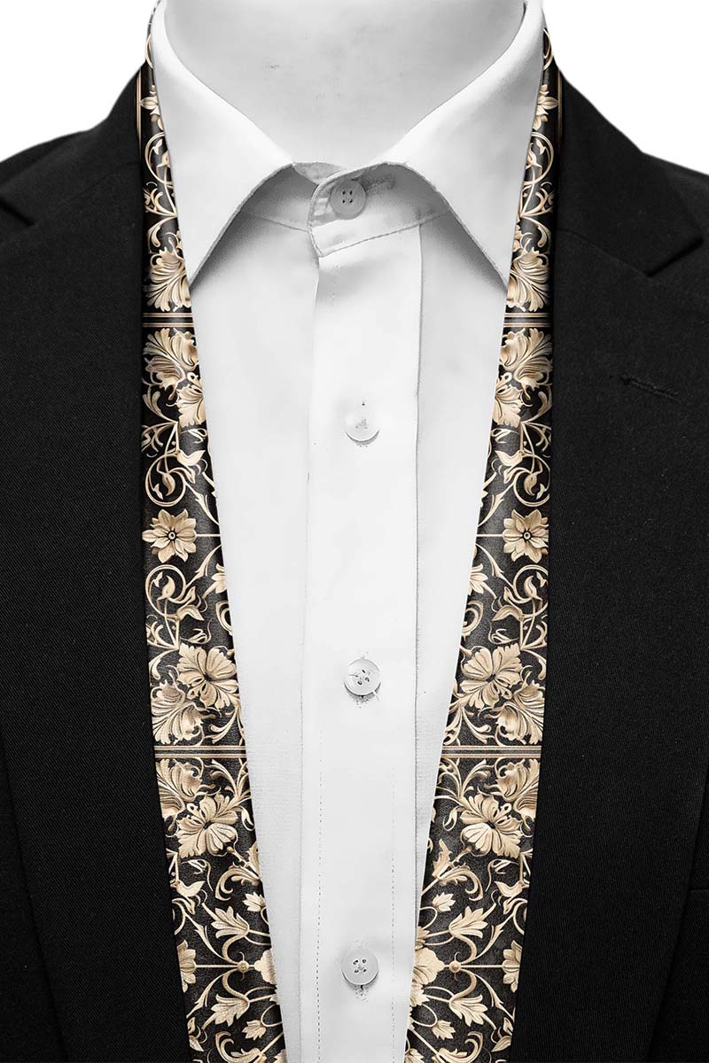 Black Wolf - MANDALA ART MEN SCARF - BLACK - SILK - 1 Piece