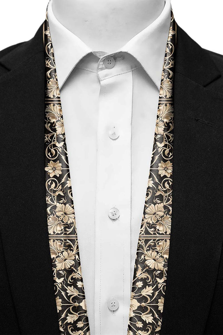 Black Wolf - MANDALA ART MEN SCARF - BLACK - SILK - 1 Piece