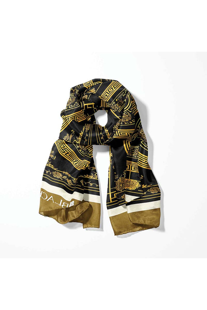 Black Wolf - GOLDEN BAROQUE MEN SCARF - BLACK - SILK - 1 Piece