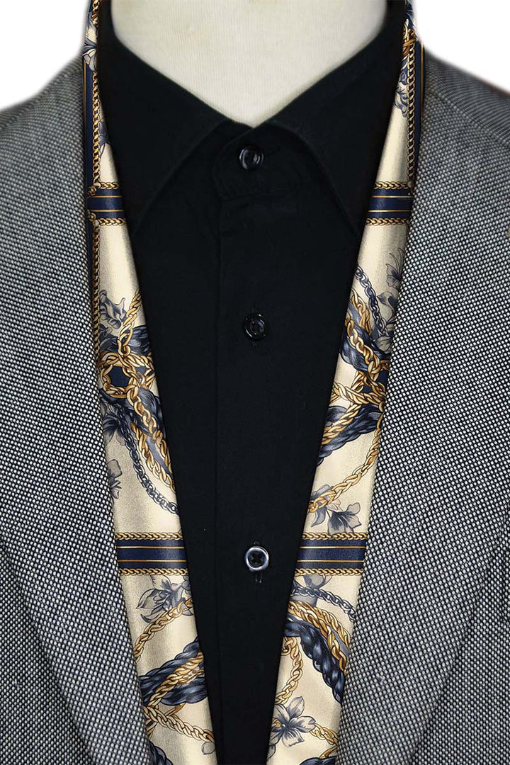 Black Wolf - NEW BELT CHAIN MEN SCARF - OFF WHITE - SILK - 1 Piece