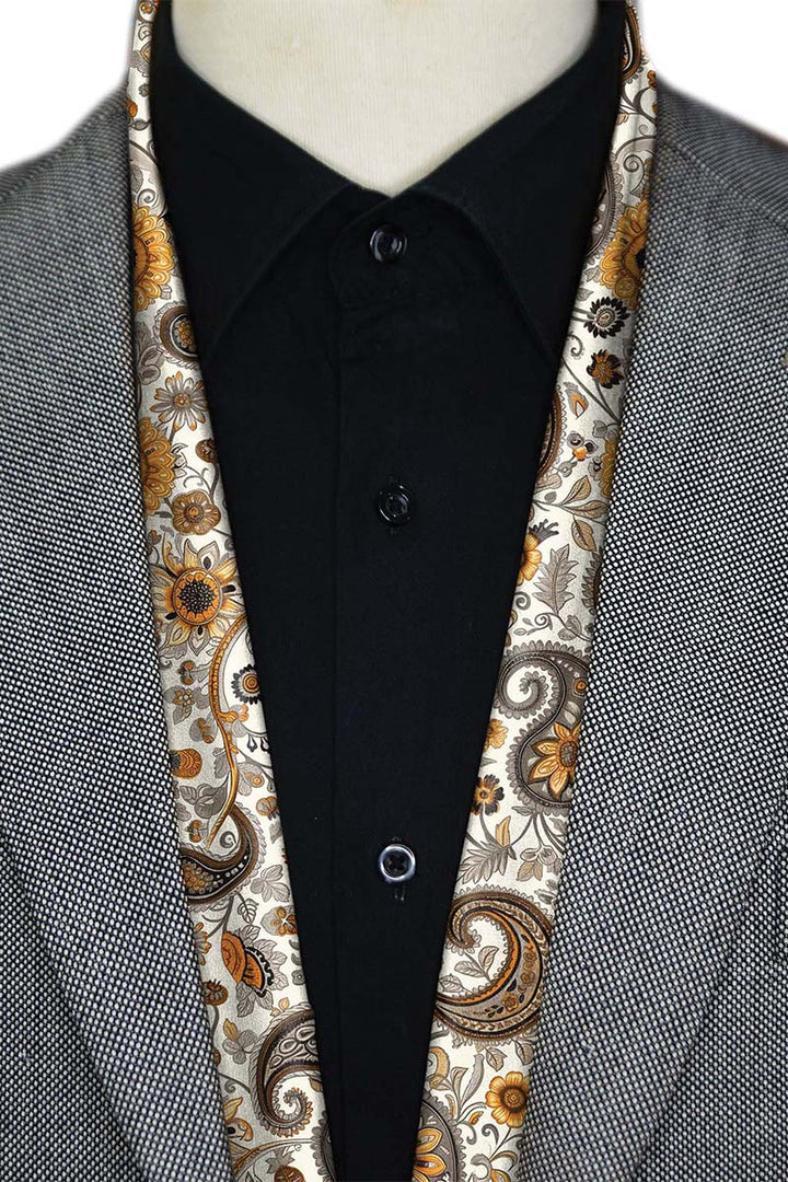 Black Wolf - A DITSY PAISLEY MEN SCARF - OFF WHITE - SILK - 1 Piece