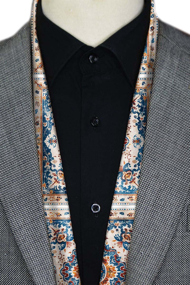 Black Wolf - TURKMEN AFGHAN MEN SCARF - BLACK - SILK - 1 Piece