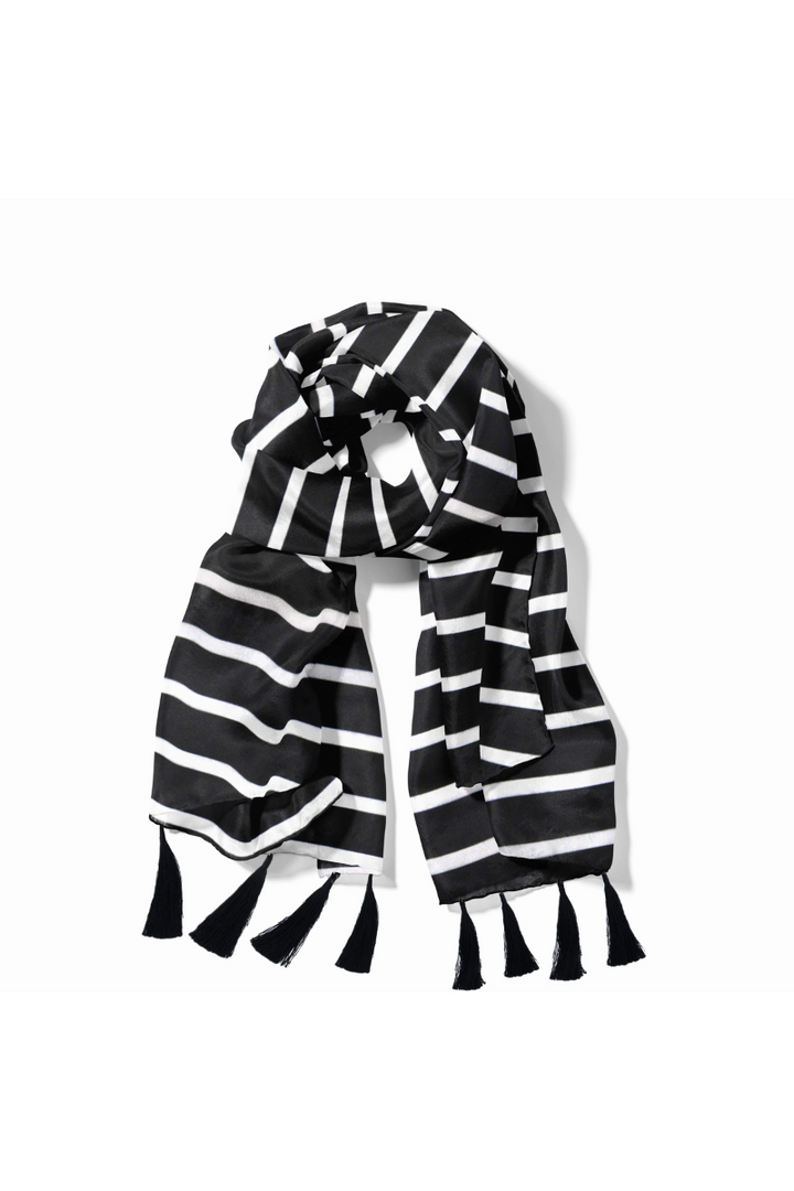 Black Wolf - BLACK STRIPES MEN SCARF - BLACK - SILK - 1 Piece