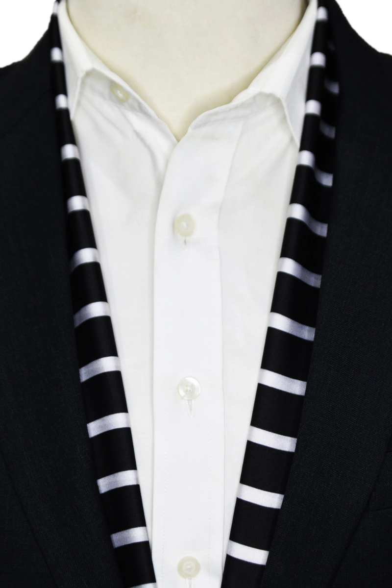 Black Wolf - BLACK STRIPES MEN SCARF - BLACK - SILK - 1 Piece