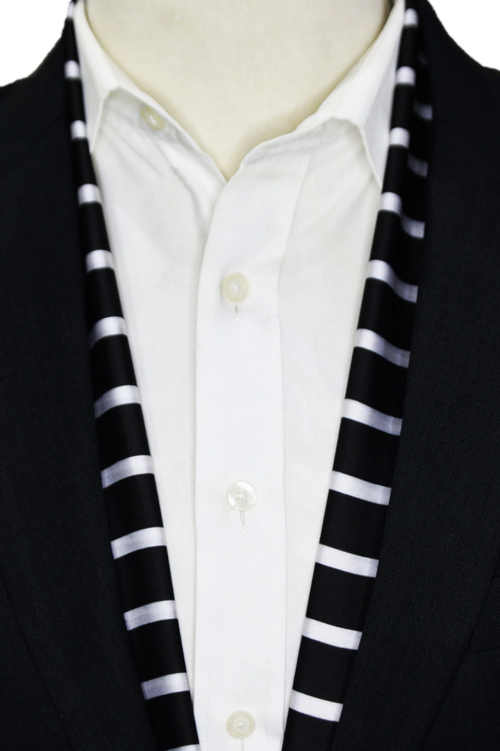 Black Wolf - BLACK STRIPES MEN SCARF - BLACK - SILK - 1 Piece