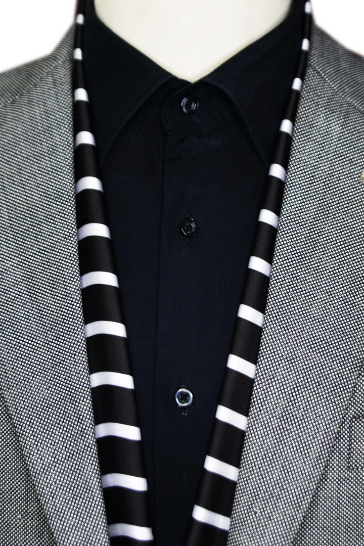 Black Wolf - BLACK STRIPES MEN SCARF - BLACK - SILK - 1 Piece