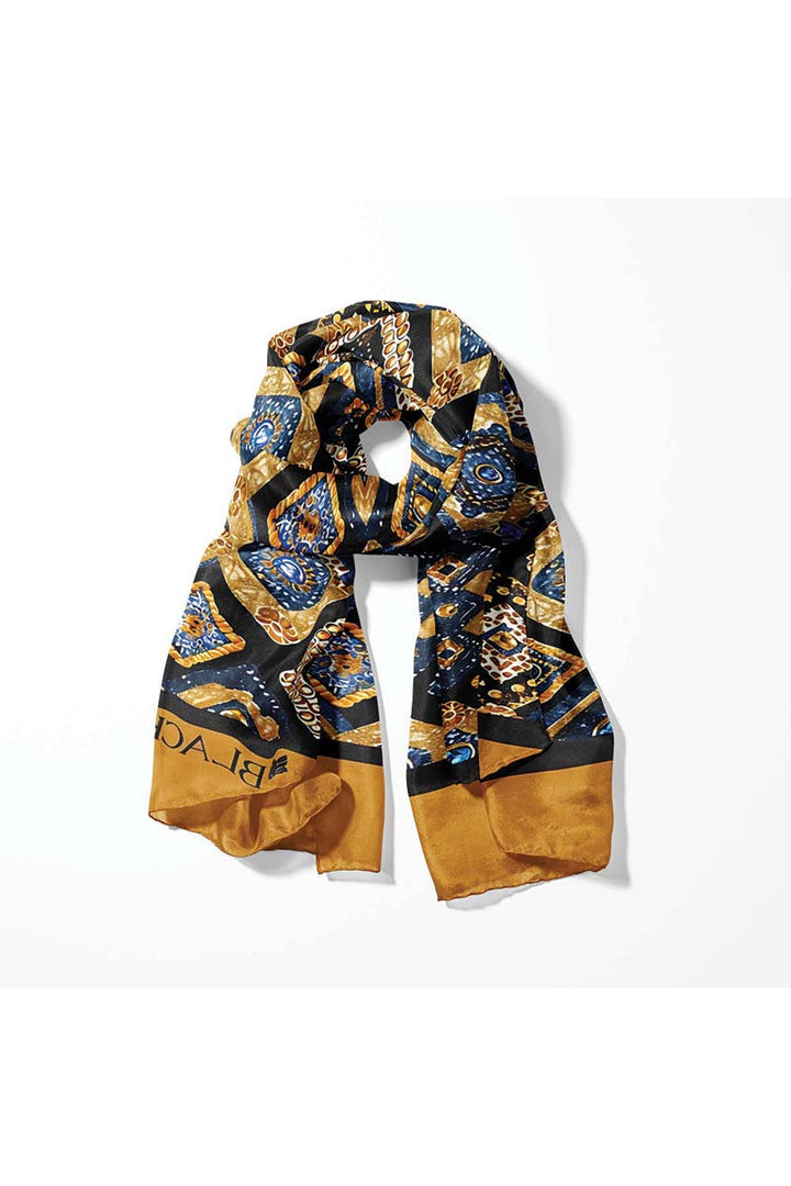 Black Wolf - GEOMETRIC ETHNIC MEN SCARF - BLACK - SILK - 1 Piece