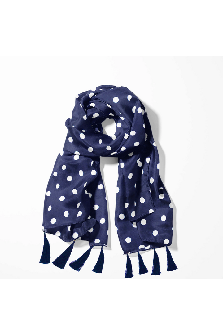 Black Wolf - SMALL BLUE POLKA DOTS SCARF - blue - SILK - 1 Piece