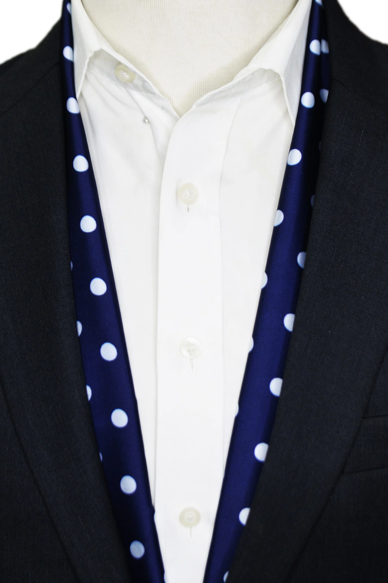 Black Wolf - SMALL BLUE POLKA DOTS SCARF - blue - SILK - 1 Piece