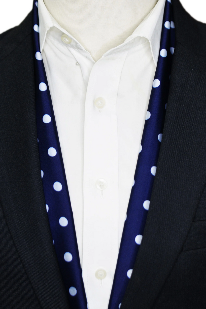 Black Wolf - SMALL BLUE POLKA DOTS SCARF - blue - SILK - 1 Piece