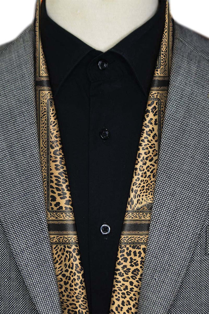 Black Wolf - WILD ANIMAL MEN SCARF - BLACK - SILK - 1 Piece