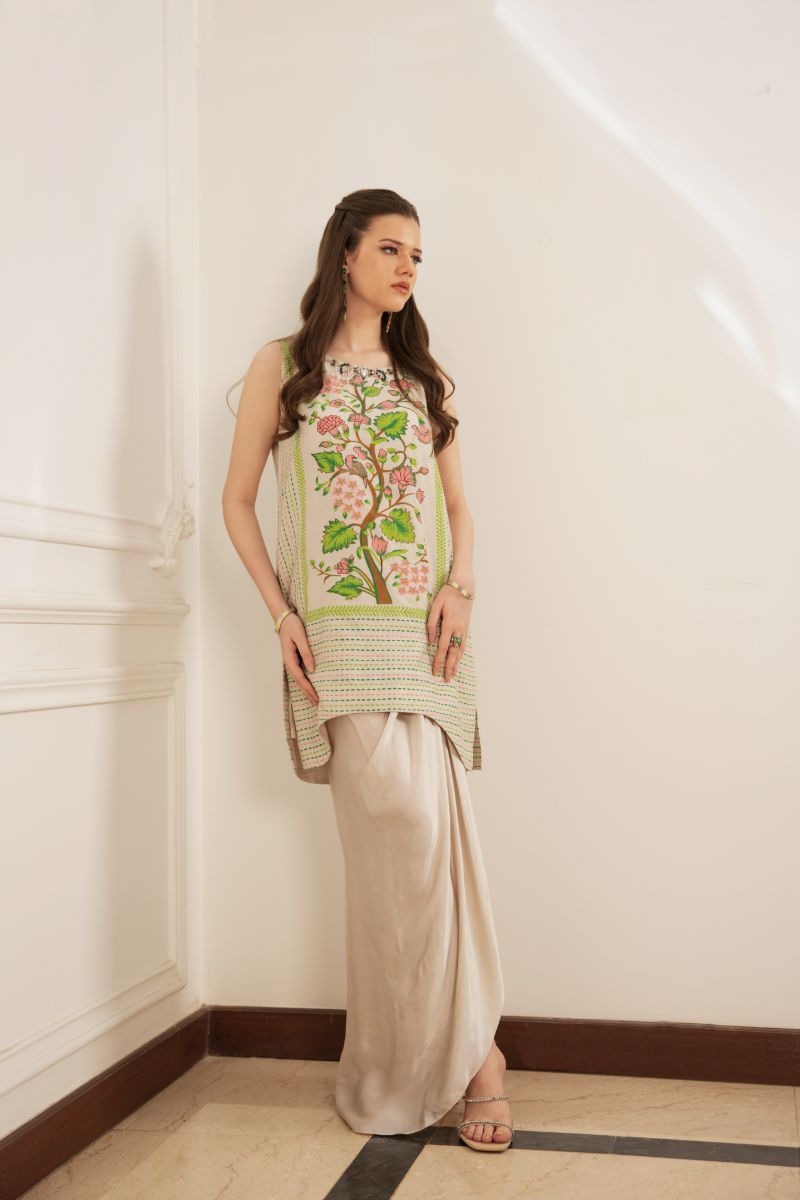Shehrnaz - Caia - SHK-1488 - Beige - Pure Cotton Silk - Coord Set - 2 Piece