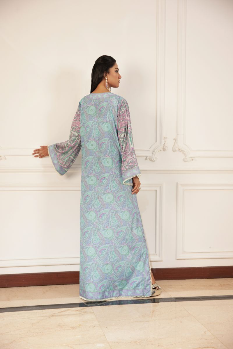 Shehrnaz - Yuna - SHK-1499 - Light Blue - crepe georgette - Kaftan - 1 Piece