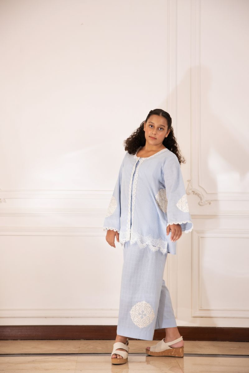 Shehrnaz - Minsa - SHKK-1502 - Light Blue - Doriya cotton - 2 Piece