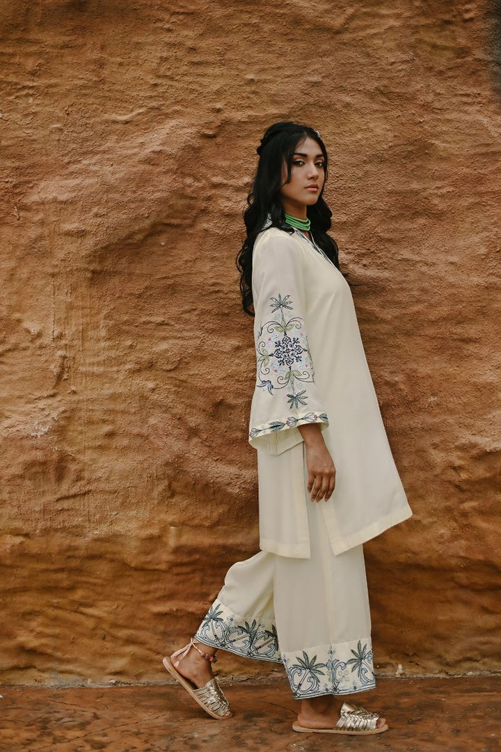 Gul E Noor - Zora - Apple White - Bamberg Cotton - 2 Piece