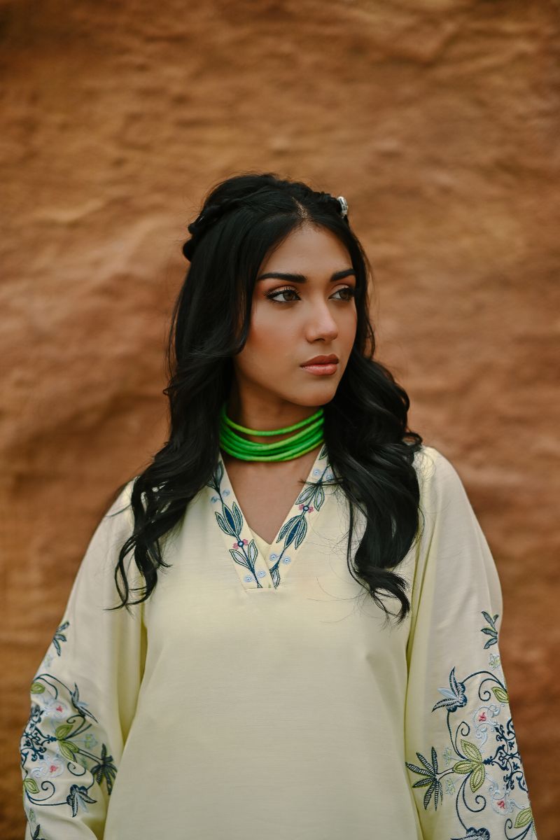 Gul E Noor - Zora - Apple White - Bamberg Cotton - 2 Piece