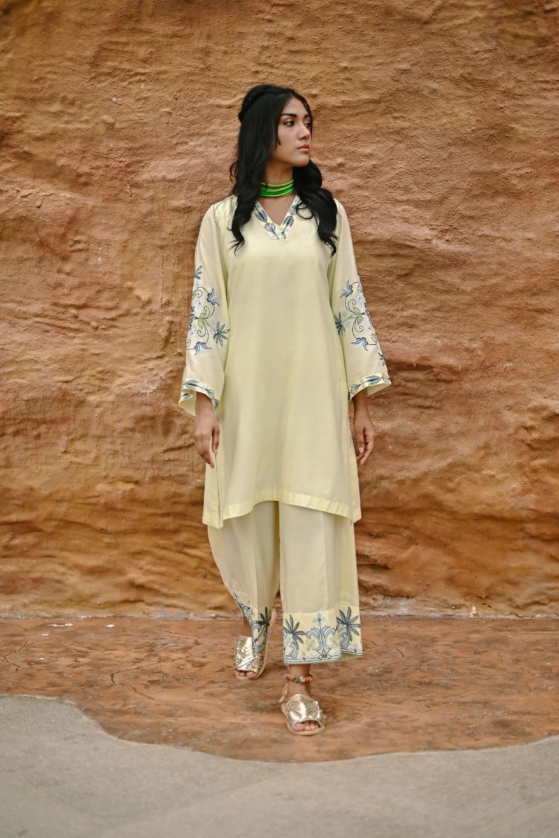 Gul E Noor - Zora - Apple White - Bamberg Cotton - 2 Piece