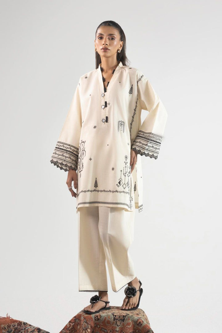 Sana Safinaz - Ss25Ese282P2T - Off White - Slub Lawn - 2 Piece
