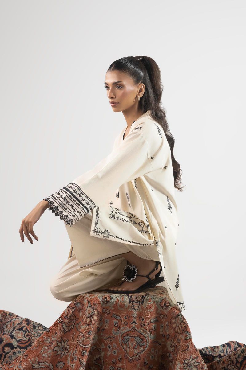 Sana Safinaz - Ss25Ese282P2T - Off White - Slub Lawn - 2 Piece