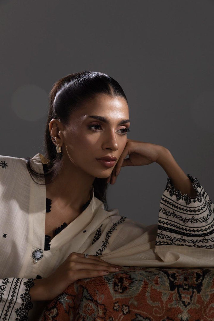 Sana Safinaz - Ss25Ese282P2T - Off White - Slub Lawn - 2 Piece