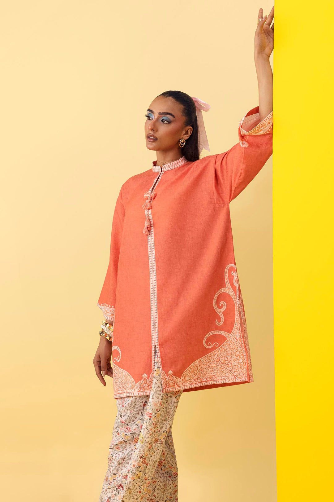 Sana Safinaz Stitched Printed Dobby Suit Rust 2 Piece