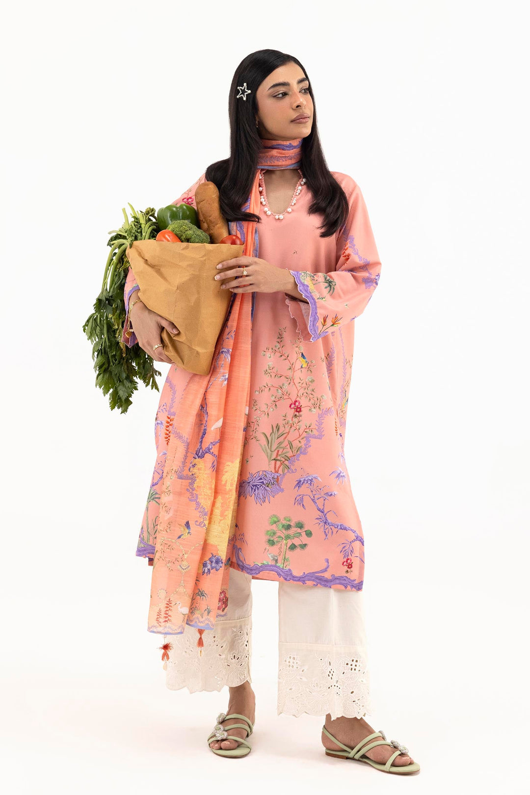 Sana Safinaz - Printed Dobby Suit For Women - 2 Piece
