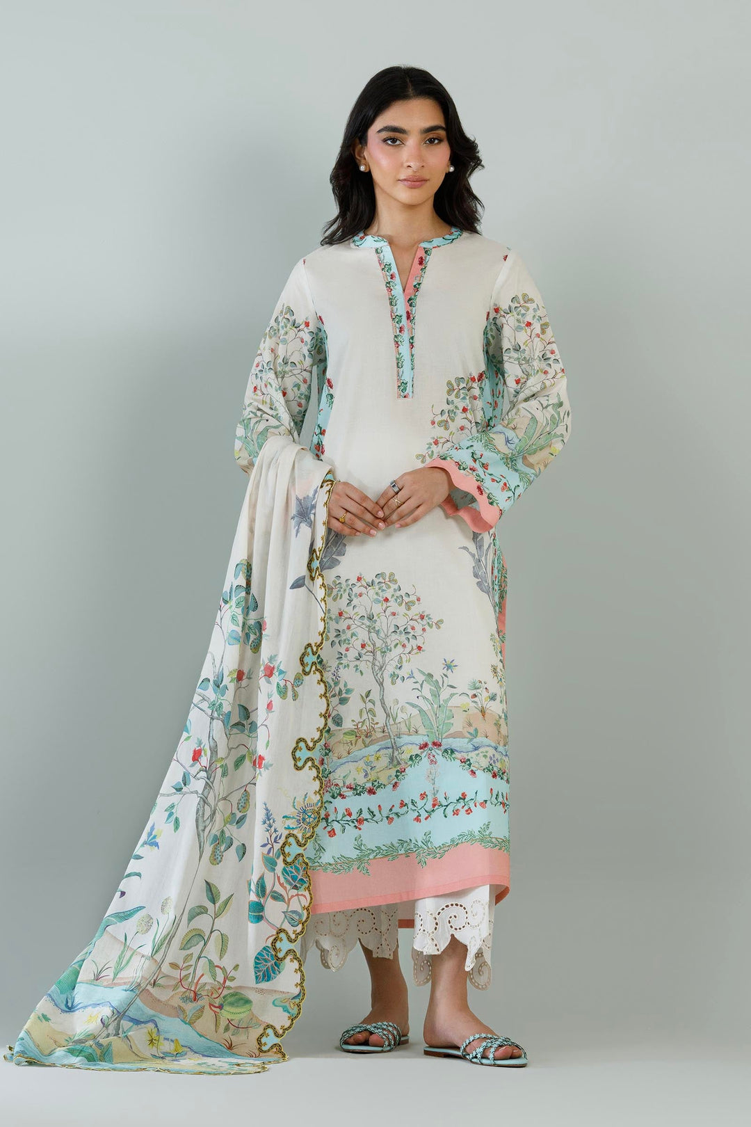 Sana Safinaz - Printed Lawn Suit For Women - 2 Piece
