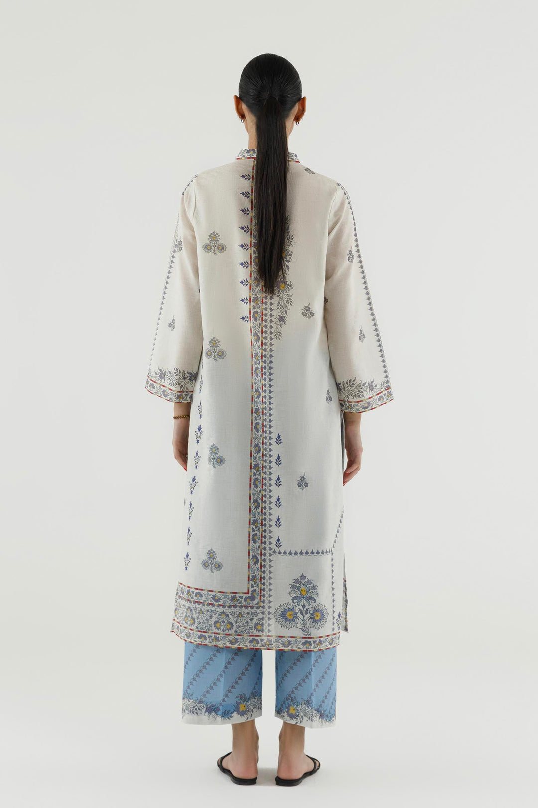 Sana Safinaz Stitched Printed Dobby Suit Off White 2 Piece