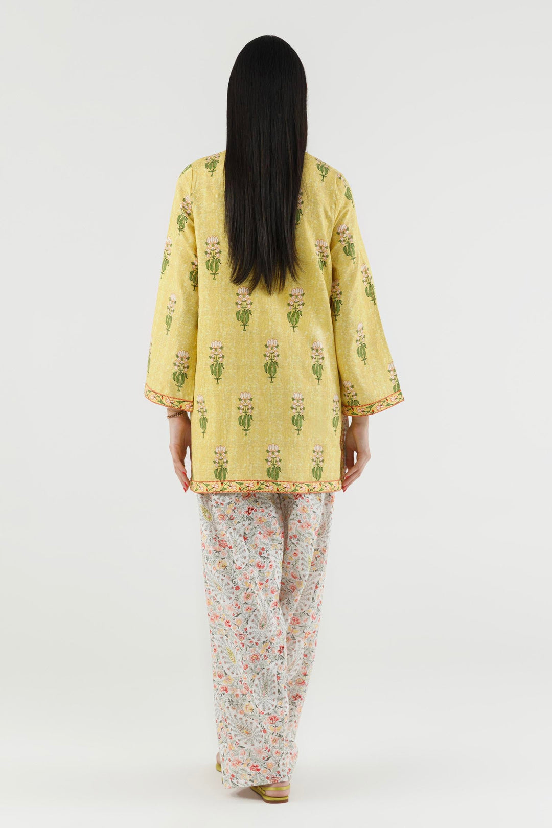 Sana Safinaz Stitched Printed Dobby Suit Mustard 2 Piece
