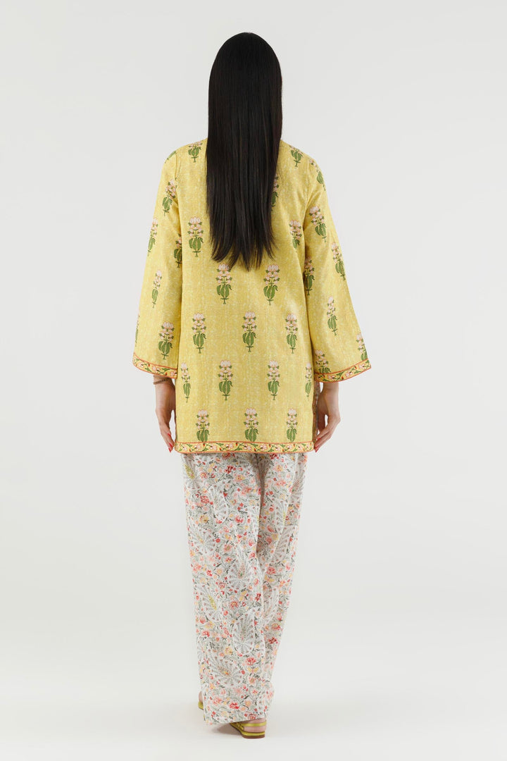 Sana Safinaz Stitched Printed Dobby Suit Mustard 2 Piece