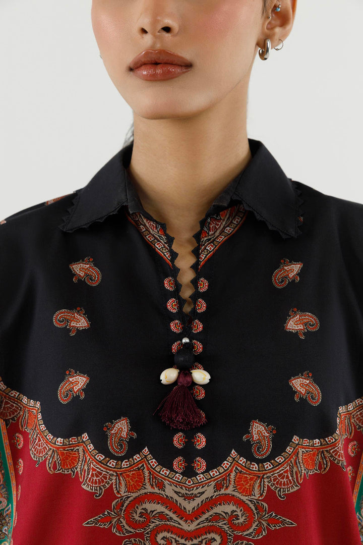 Sana Safinaz Stitched Printed Lawn Suit Black 2 Piece