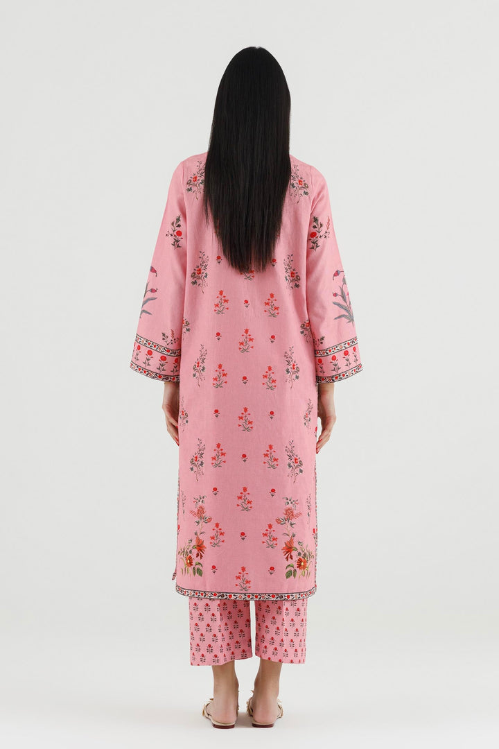 Sana Safinaz Stitched Printed Dobby Suit Pink 2 Piece
