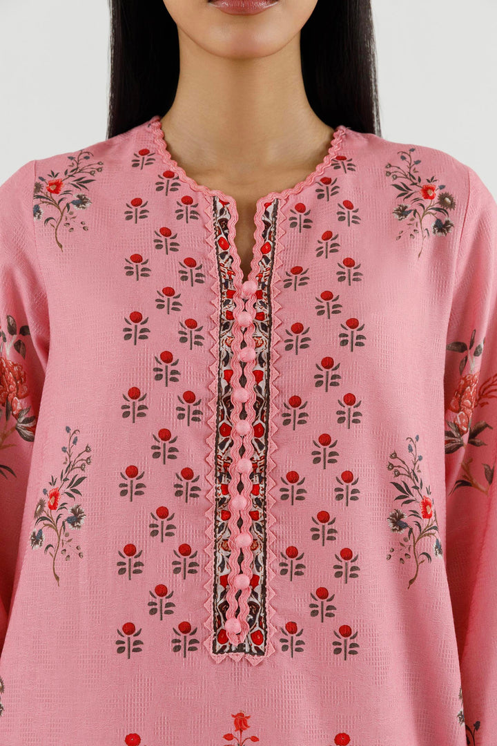 Sana Safinaz Stitched Printed Dobby Suit Pink 2 Piece