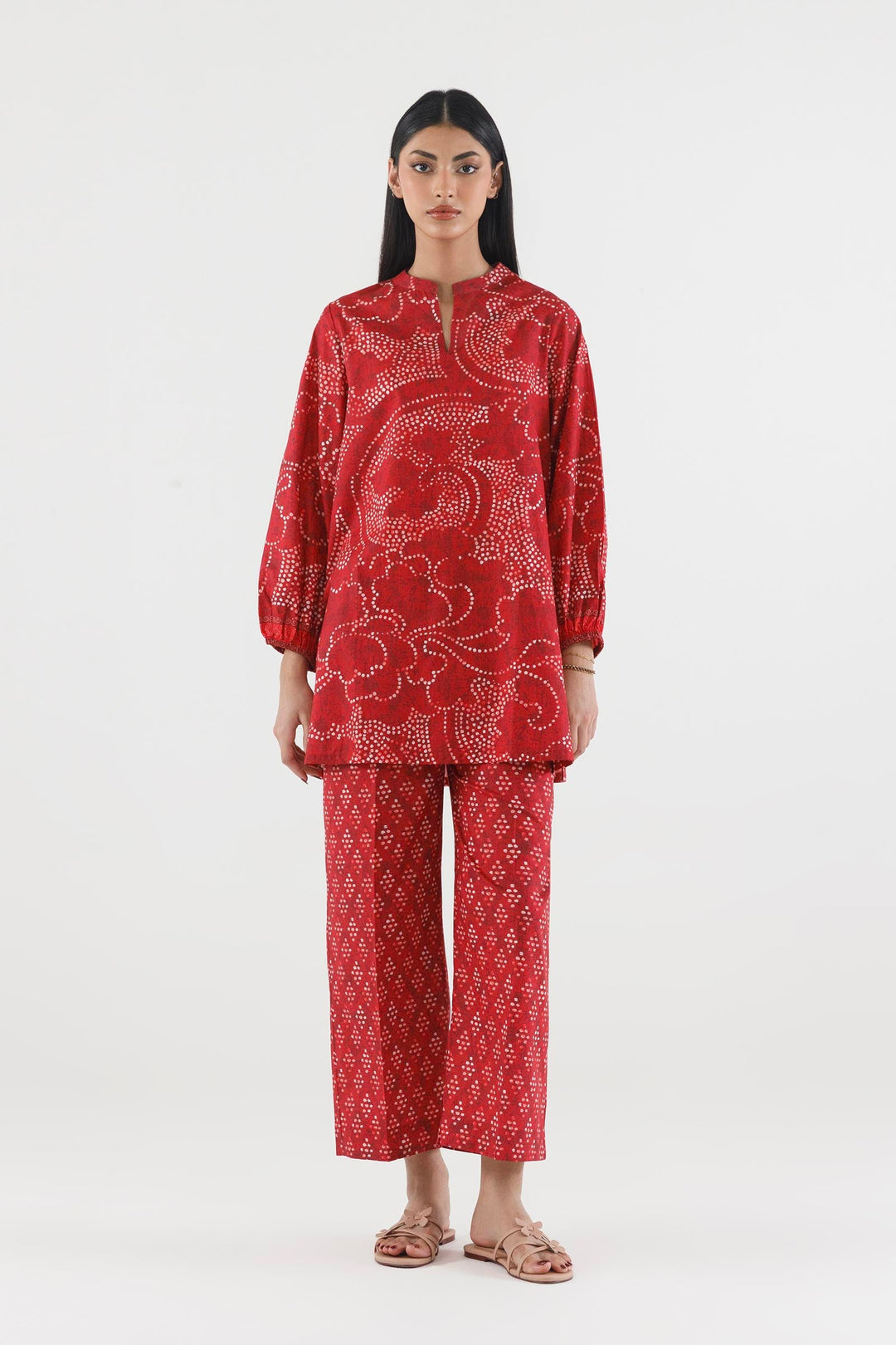 Sana Safinaz Stitched Printed Lawn Suit Red 2 Piece