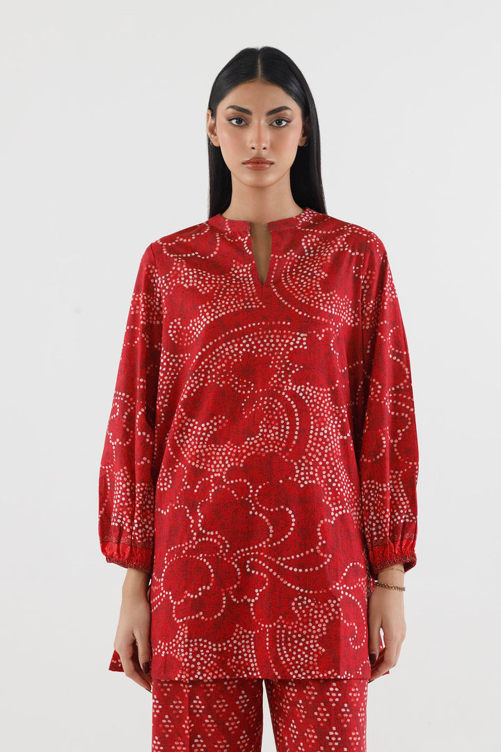 Sana Safinaz Stitched Printed Lawn Suit Red 2 Piece