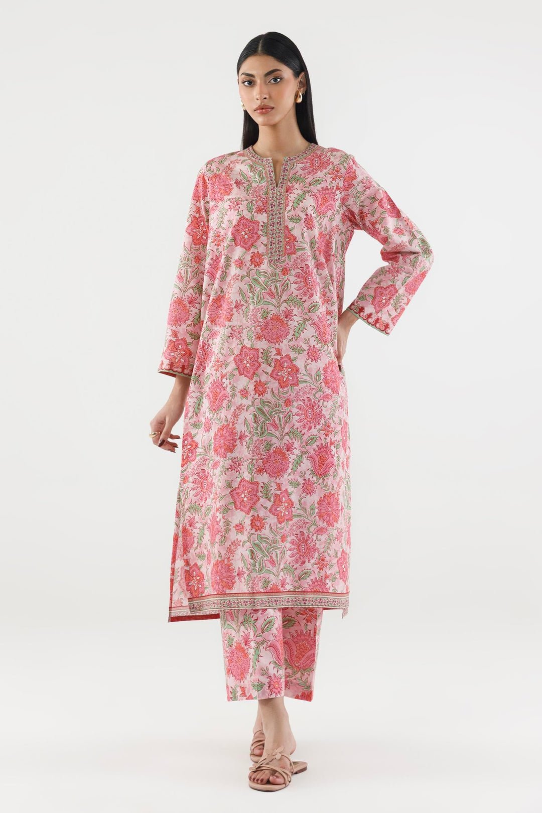 Sana Safinaz Stitched Printed Lawn Suit Pink 2 Piece