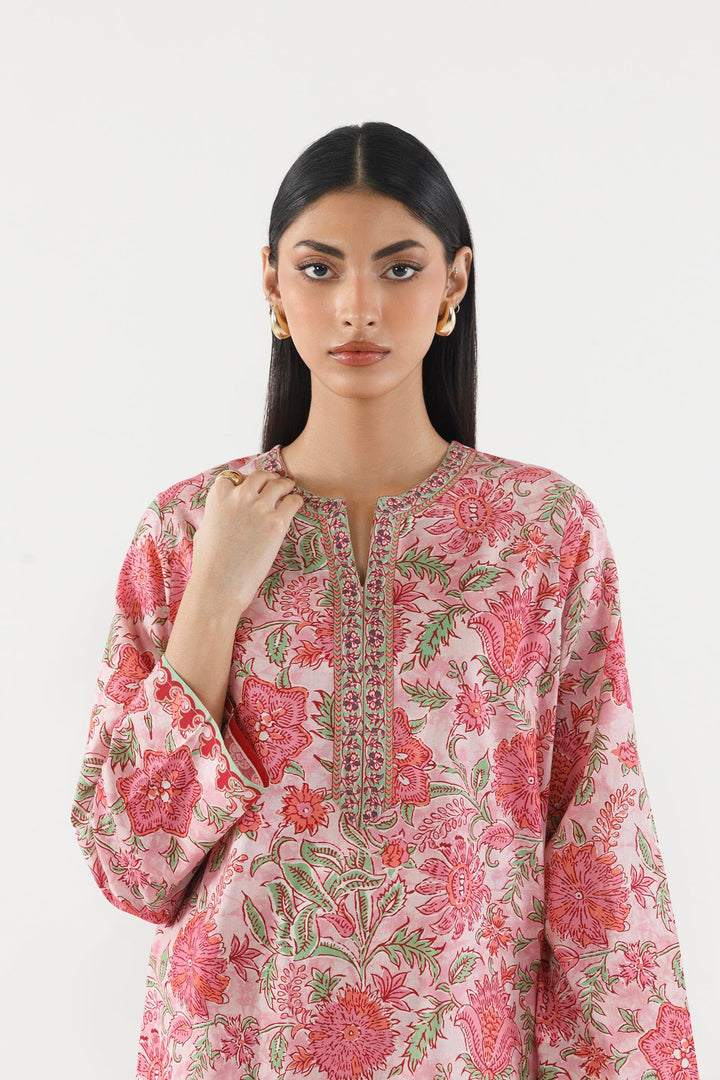 Sana Safinaz Stitched Printed Lawn Suit Pink 2 Piece