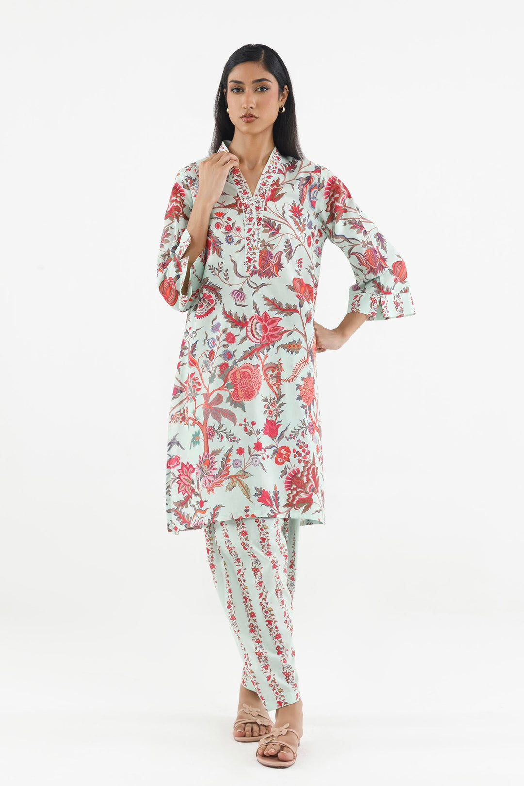 Sana Safinaz Stitched Printed Lawn Suit Light Blue 2 Piece