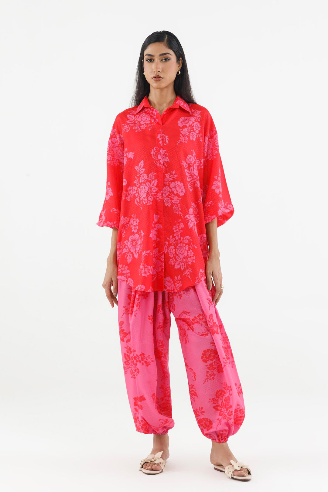 Sana Safinaz Stitched Printed Dobby Suit Magenta 2 Piece