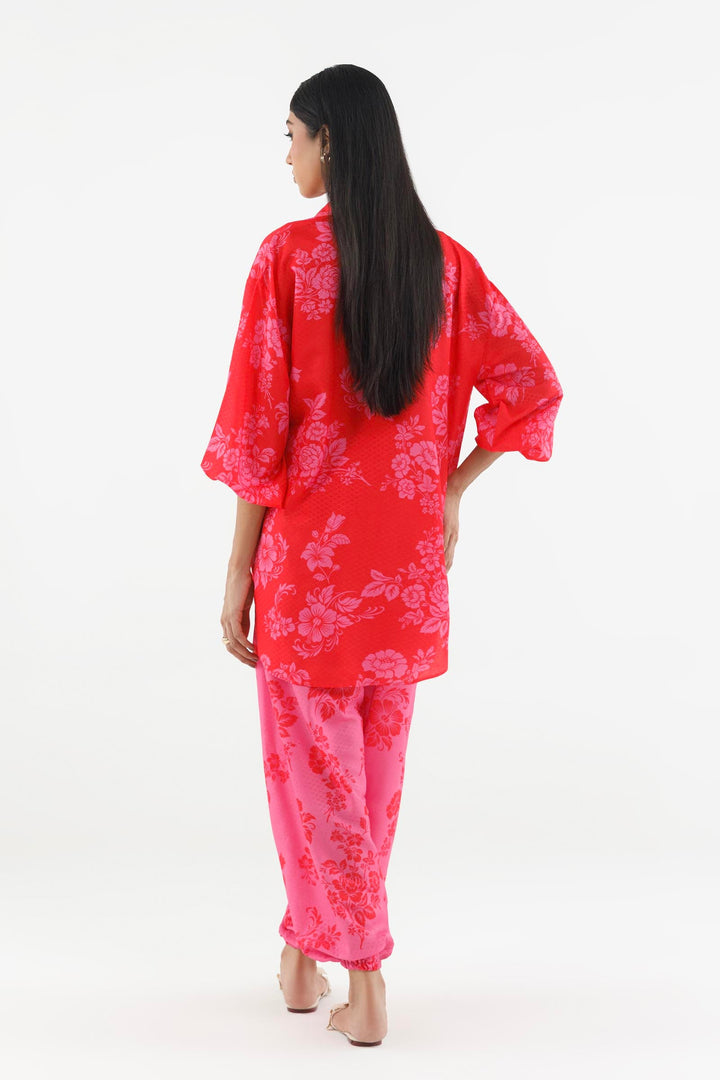 Sana Safinaz Stitched Printed Dobby Suit Magenta 2 Piece
