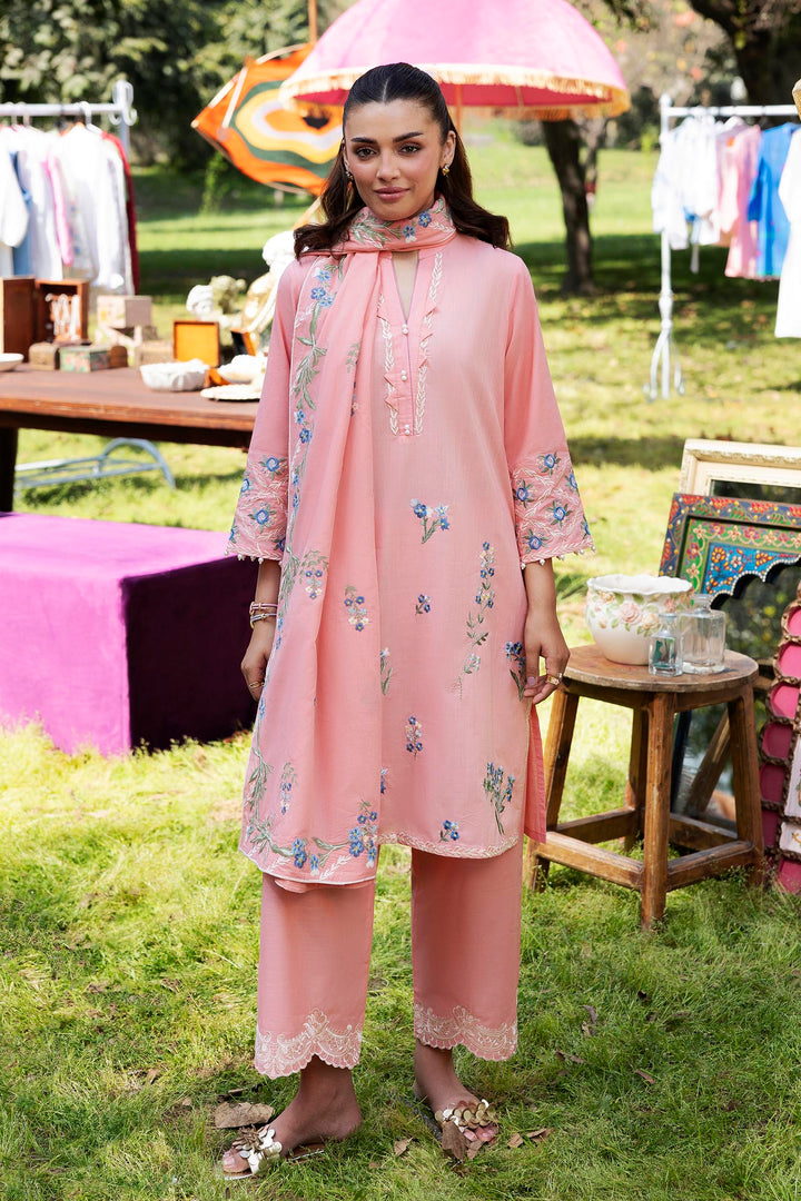 Sana Safinaz - Embroidered Slub Lawn Suit For Women - 3 Piece