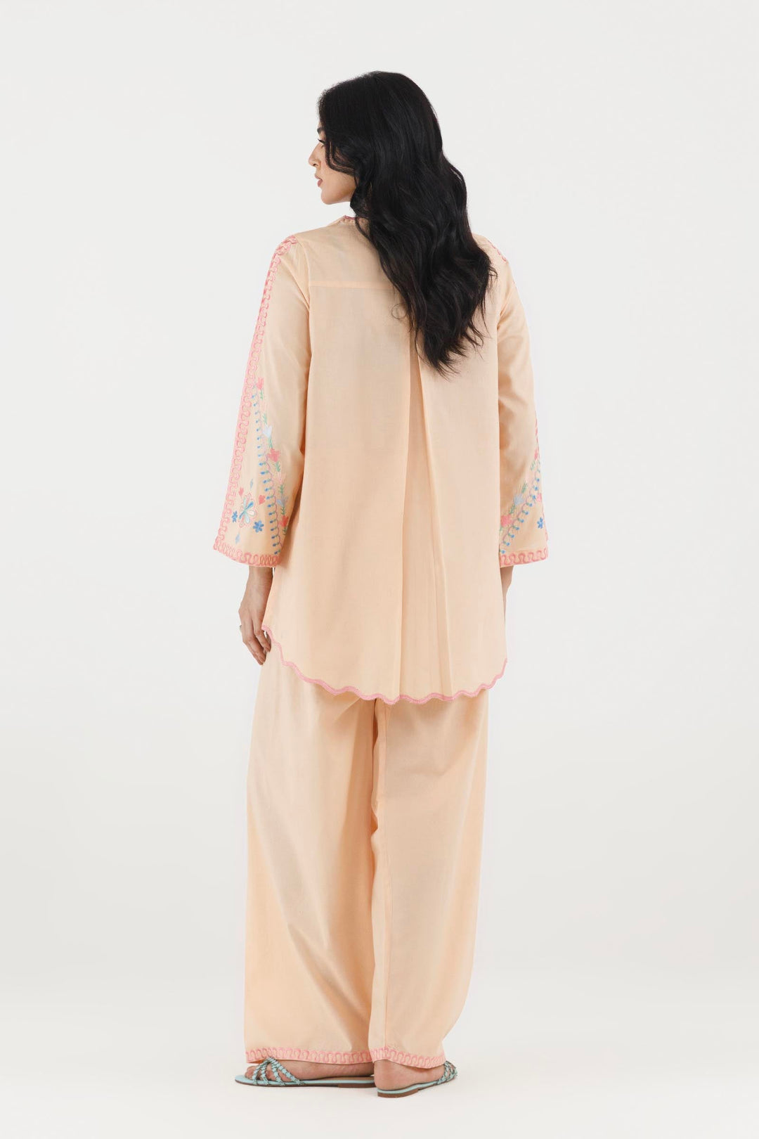 Sana Safinaz Stitched Embroidered Lawn Suit Peach 2 Piece
