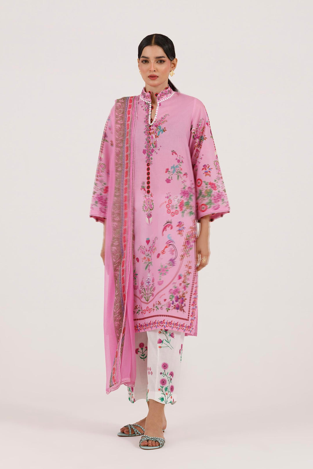 Sana Safinaz - Embroidered Muzlin Suit For Women - 3 Piece