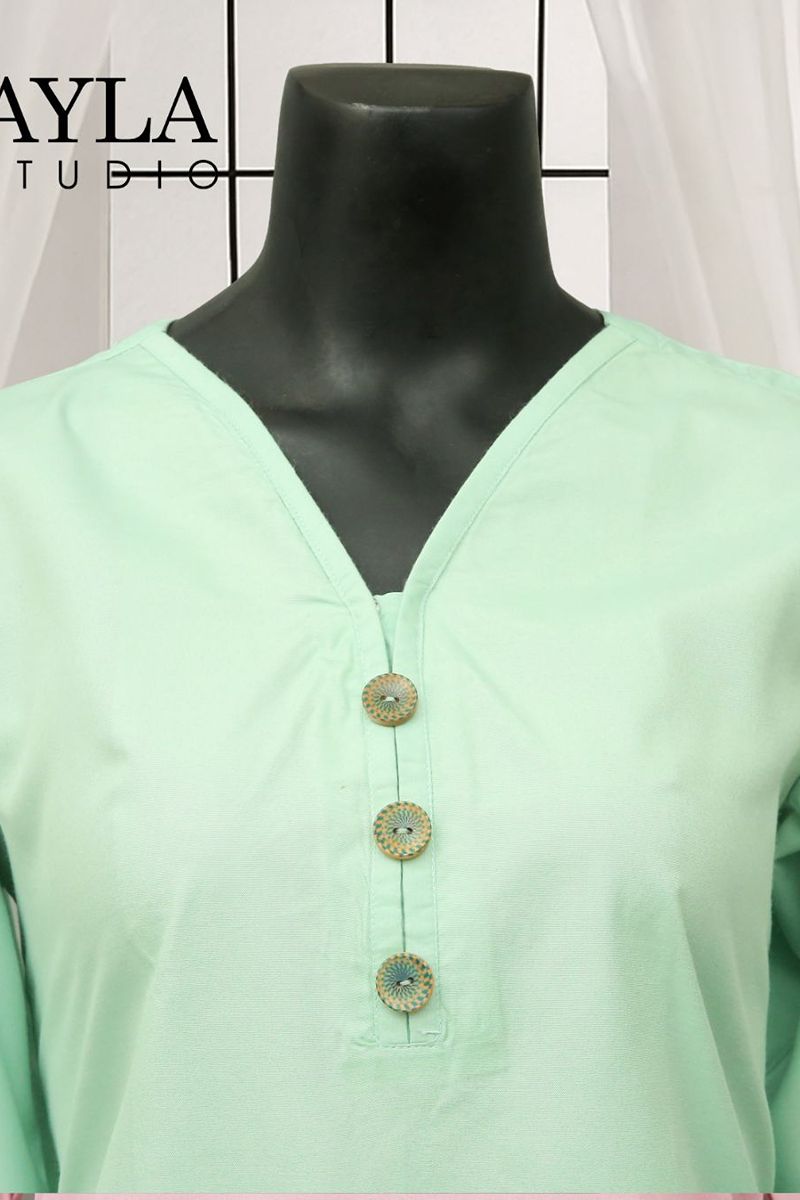 Ayla Studio - 2 pcs solid embroidery - SABZ-SITARA - MINT GREEN - Wash & Wear
