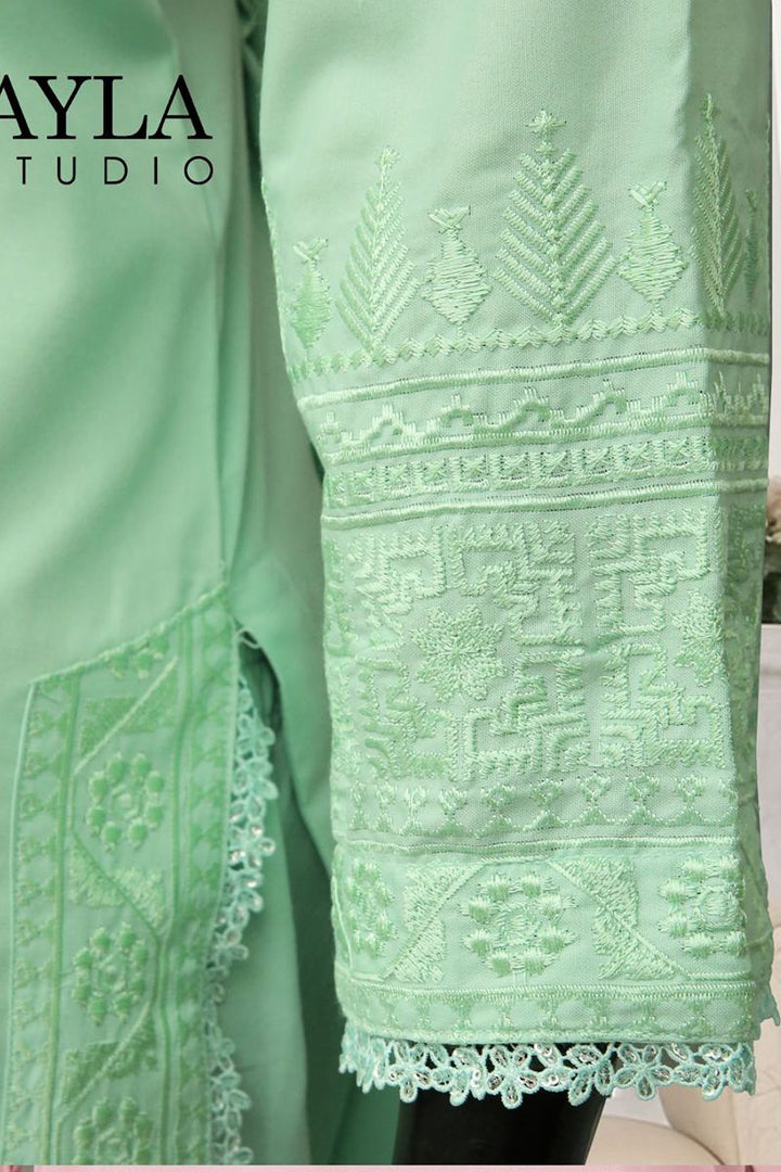 Ayla Studio - 2 pcs solid embroidery - SABZ-SITARA - MINT GREEN - Wash & Wear