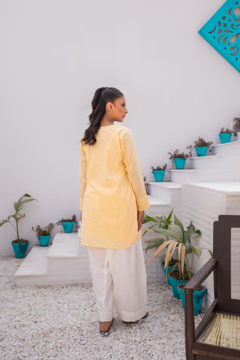 Sadia Aamir - Buttercup - Light Yellow - Pure Lawn - 1 Piece