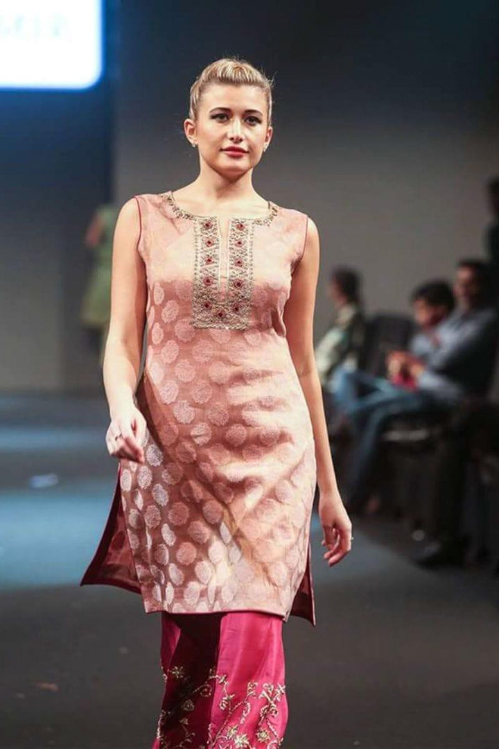 Sadia Aamir - Cherry pink - Pink - Chiffon & Silk - 2 Piece