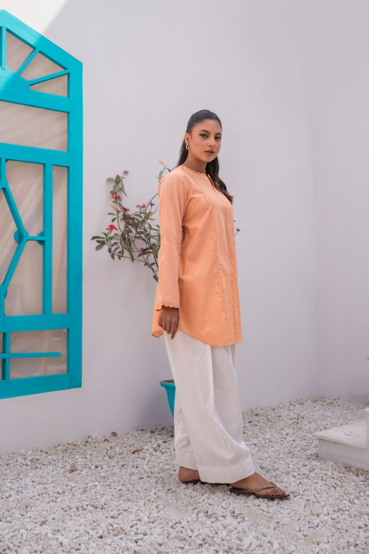 Sadia Aamir - Marigold - Light Peach - Pure Lawn - 1 Piece